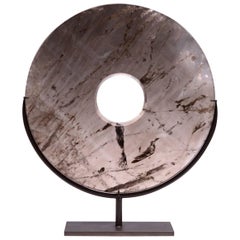 Large Smoky Grey Rock Crystal Quartz Disk