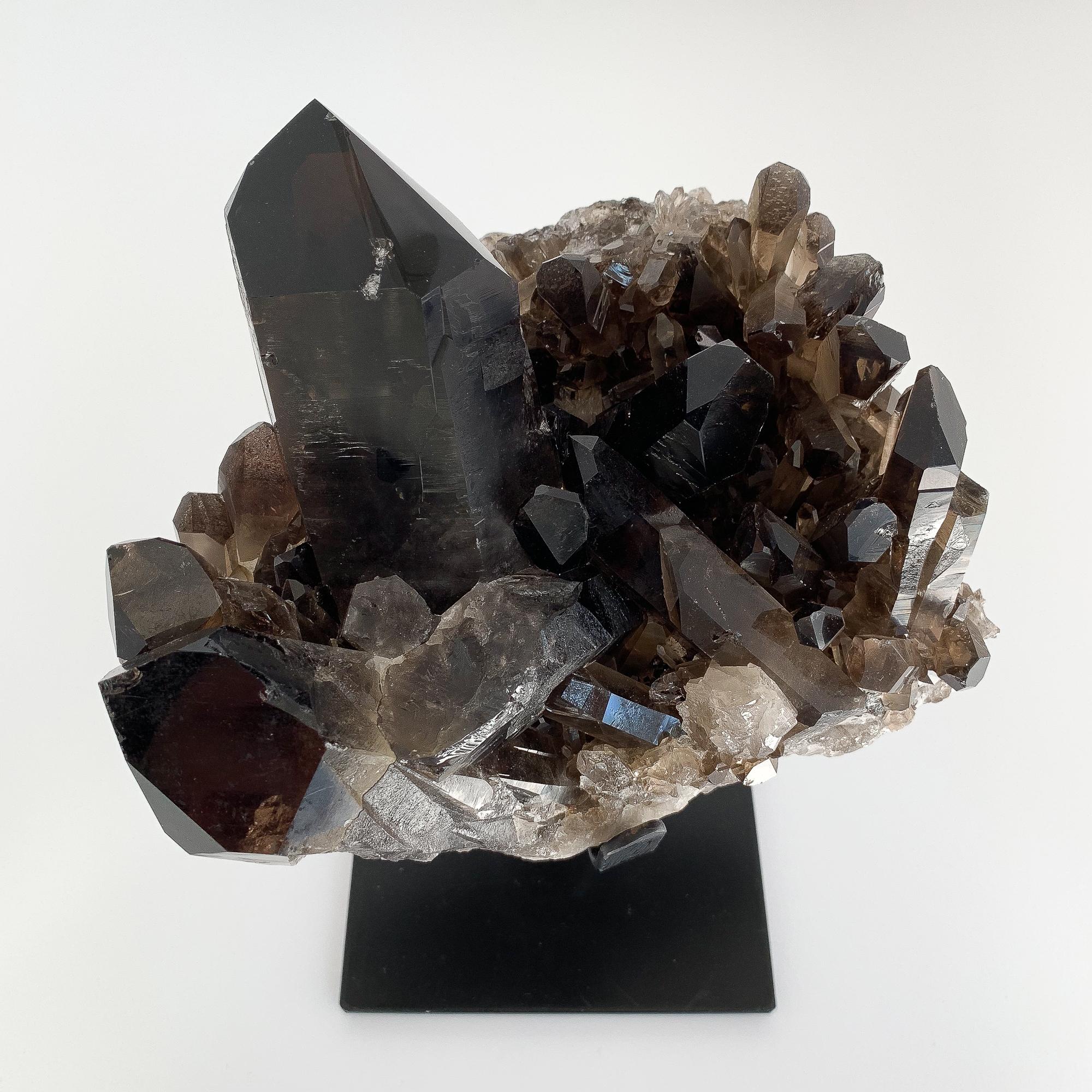 Mid-Century Modern Large Smoky Quartz Crystal Mounted Mineral Specimen