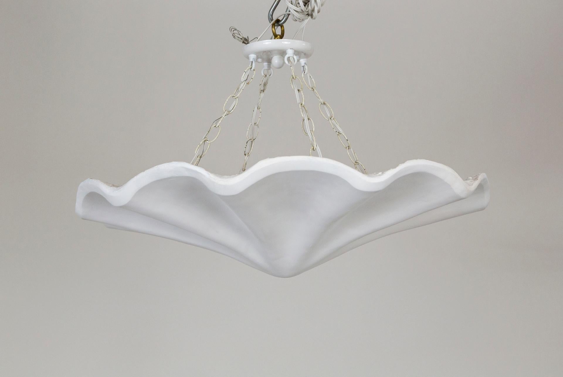 Large Smooth Undulating Plaster Shell Pendant In New Condition In San Francisco, CA