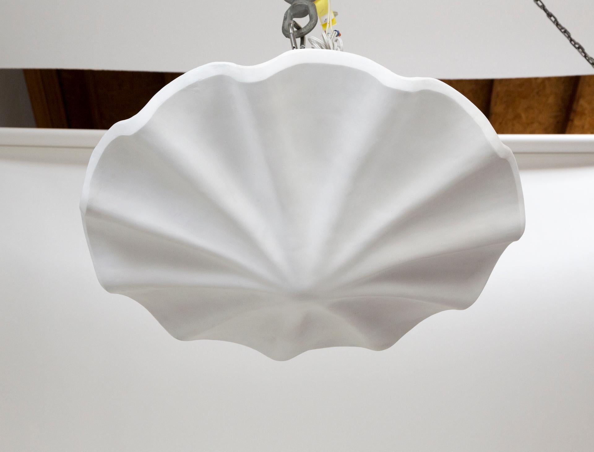 Contemporary Large Smooth Undulating Plaster Shell Pendant