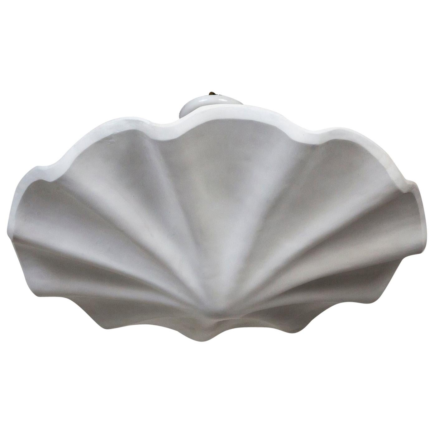 Large Smooth Undulating Plaster Shell Pendant