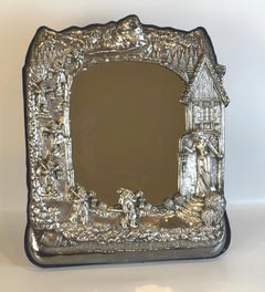 Children's Table Mirror in Sterling Silver, "Snow White & the Seven Dwarves"