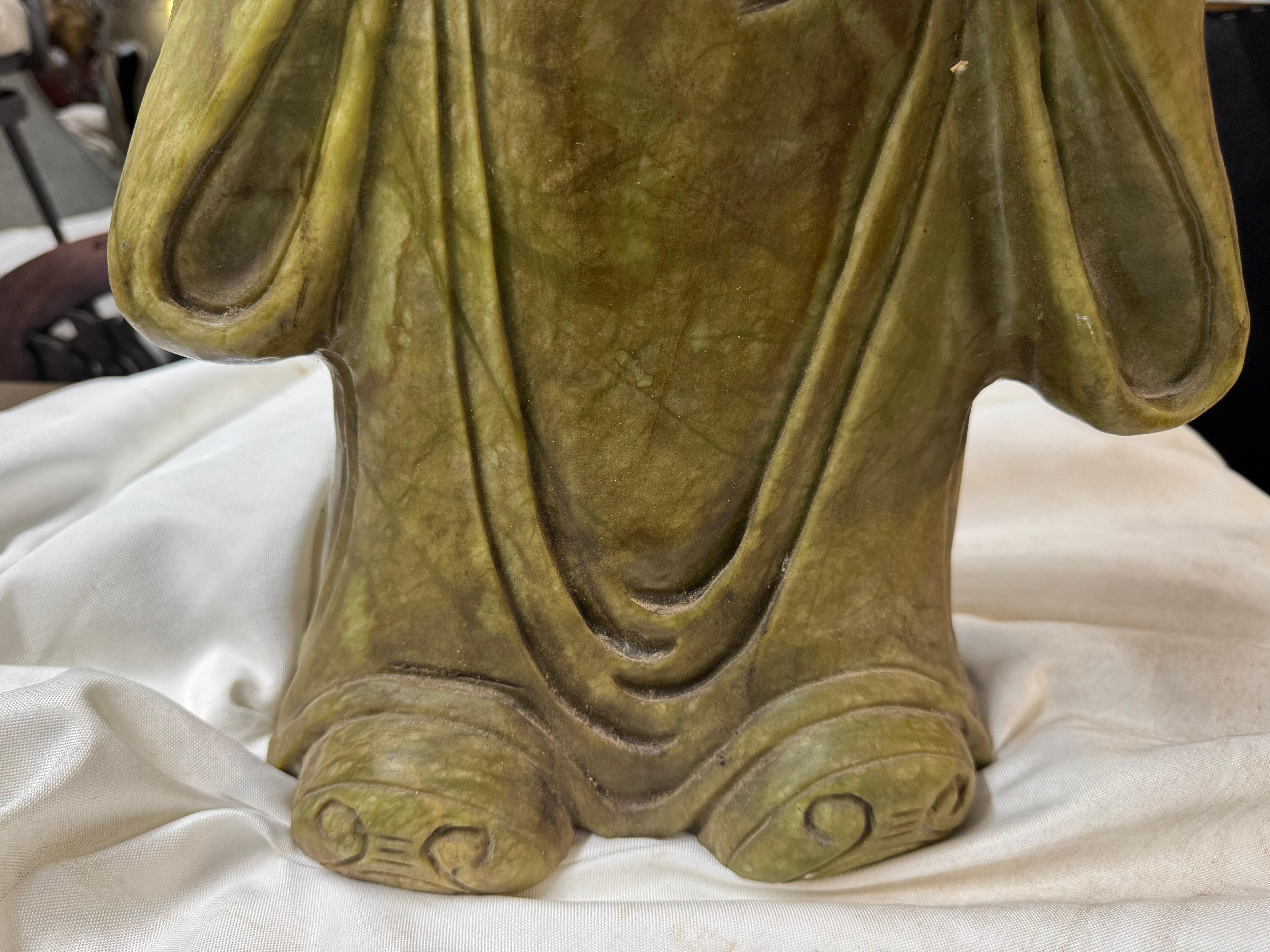 Saponaria Grande scultura di Confucio in pietra ollare in vendita