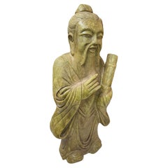 Große Speckstein-Skulptur des Konfuzius