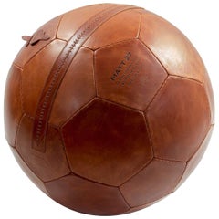Large Soccer Ball Pouf Brown