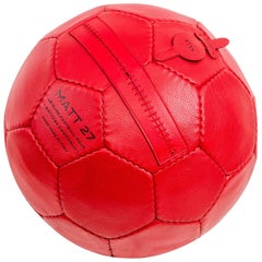 Large Soccer Ball Pouf Red