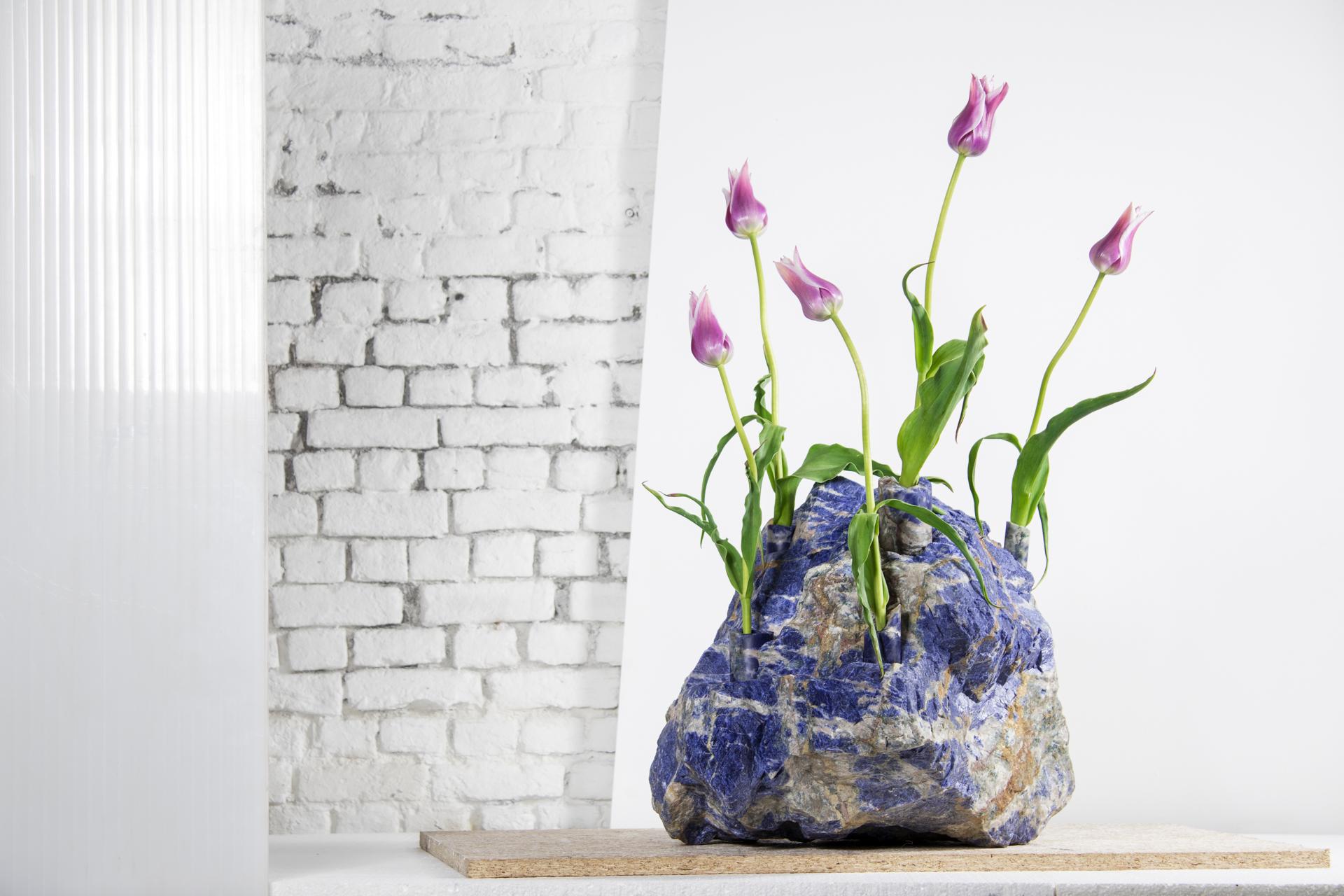 Modern Large Sodalite Tulip Vase by Studio DO For Sale