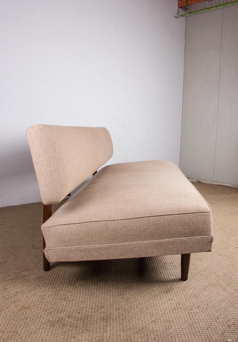 Grand canapé, banquette scandinave en teck et tissu neuf, 1960. en vente 6