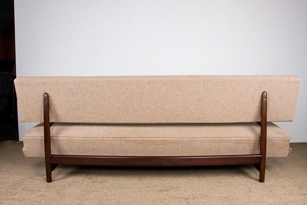 Grand canapé, banquette scandinave en teck et tissu neuf, 1960. en vente 9