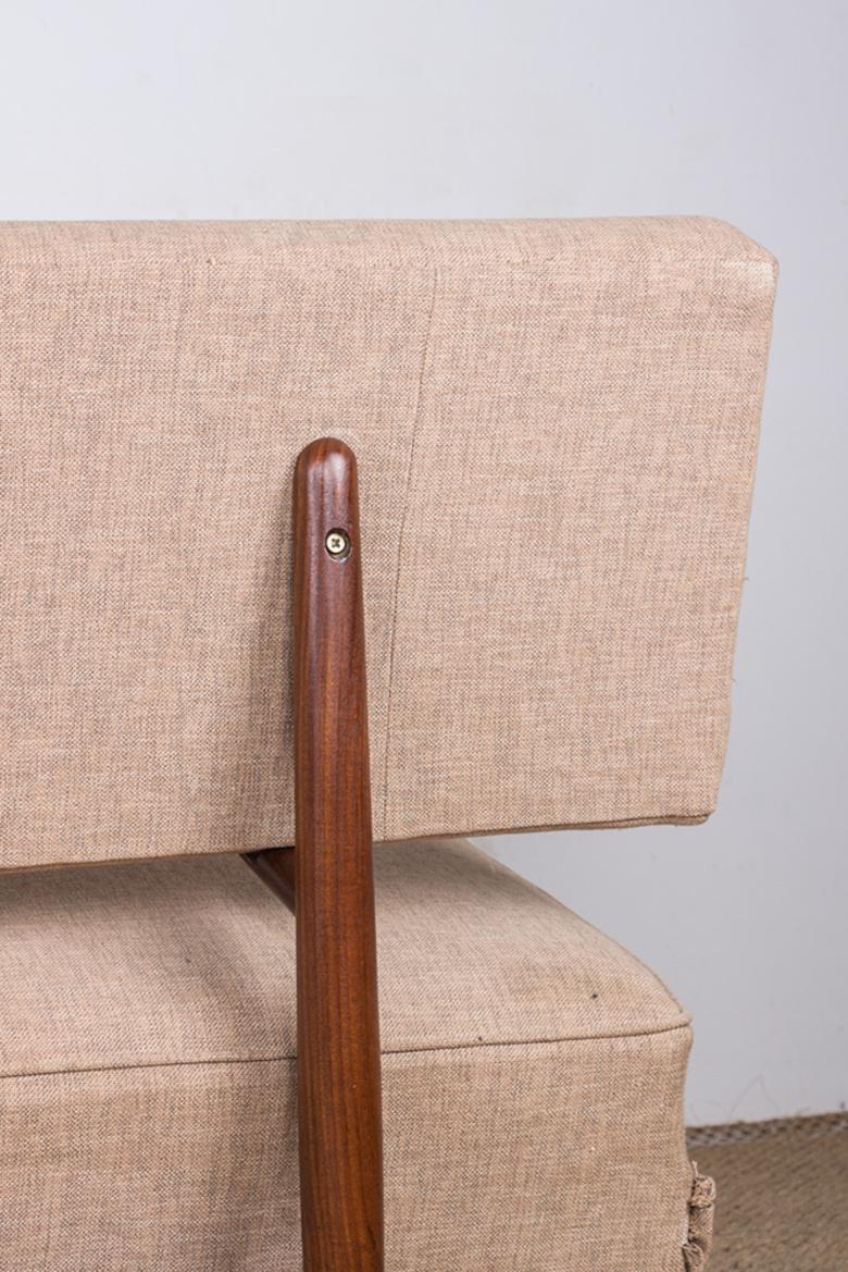 Grand canapé, banquette scandinave en teck et tissu neuf, 1960. en vente 11