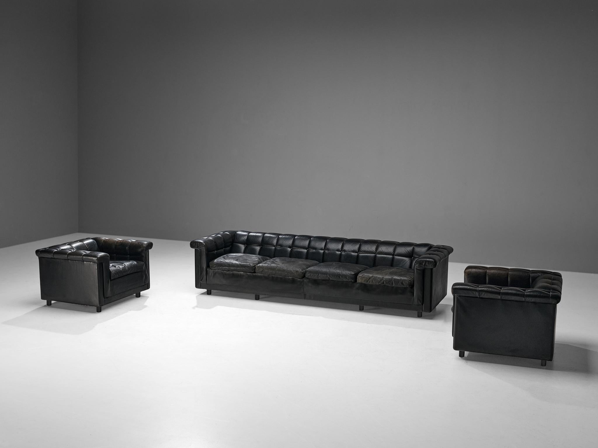 Large Sofa in Black Leather 3
