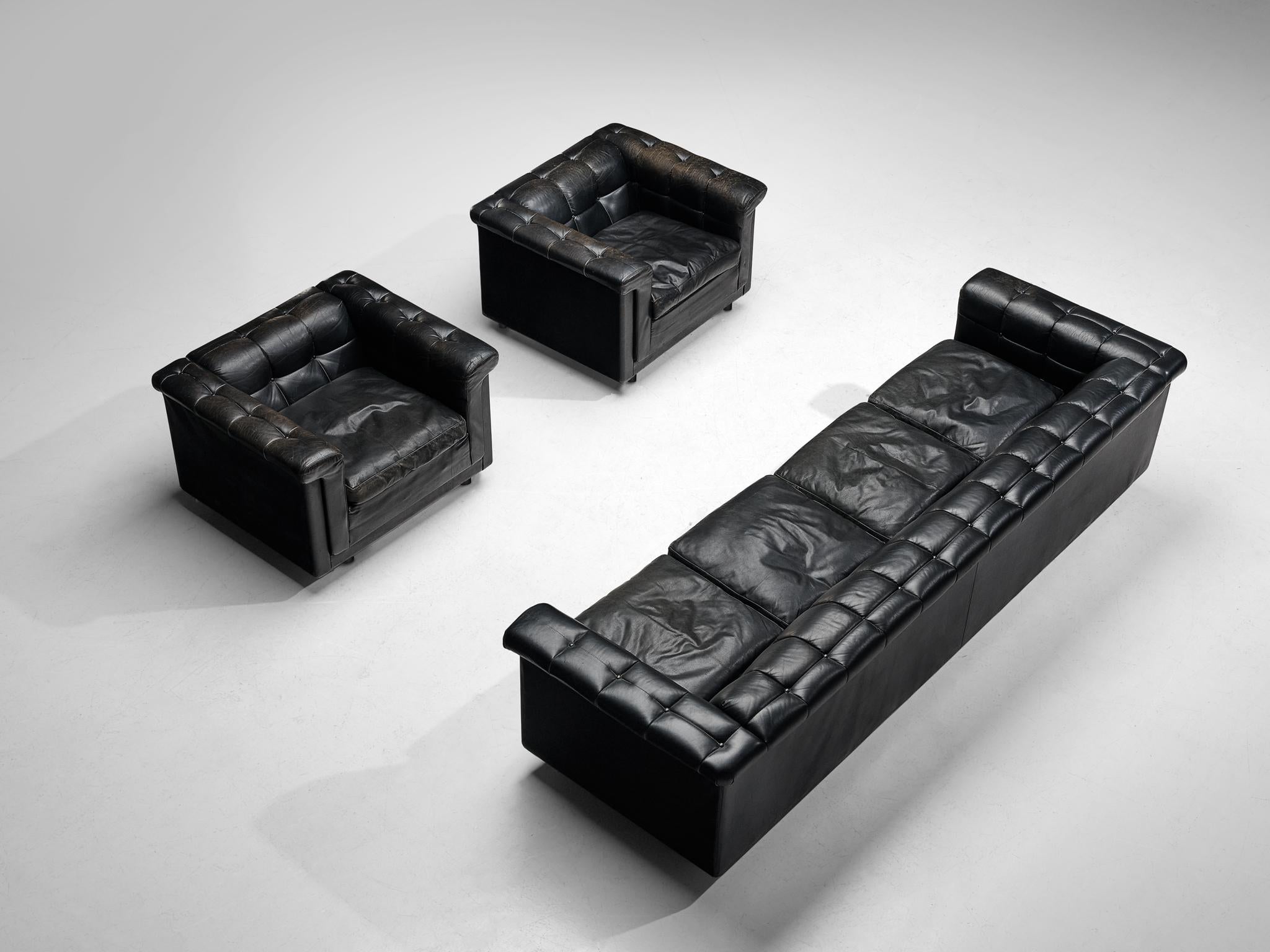 Large Sofa in Black Leather 2