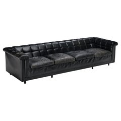 Large Sofa in Black Leather