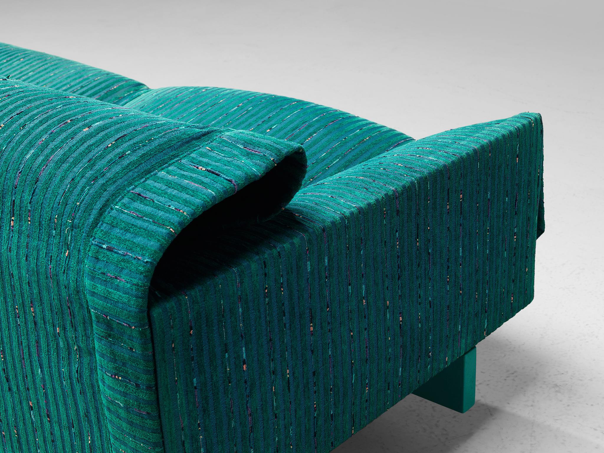 Large Sofa in Green-Blue Fabric by Saporiti 4