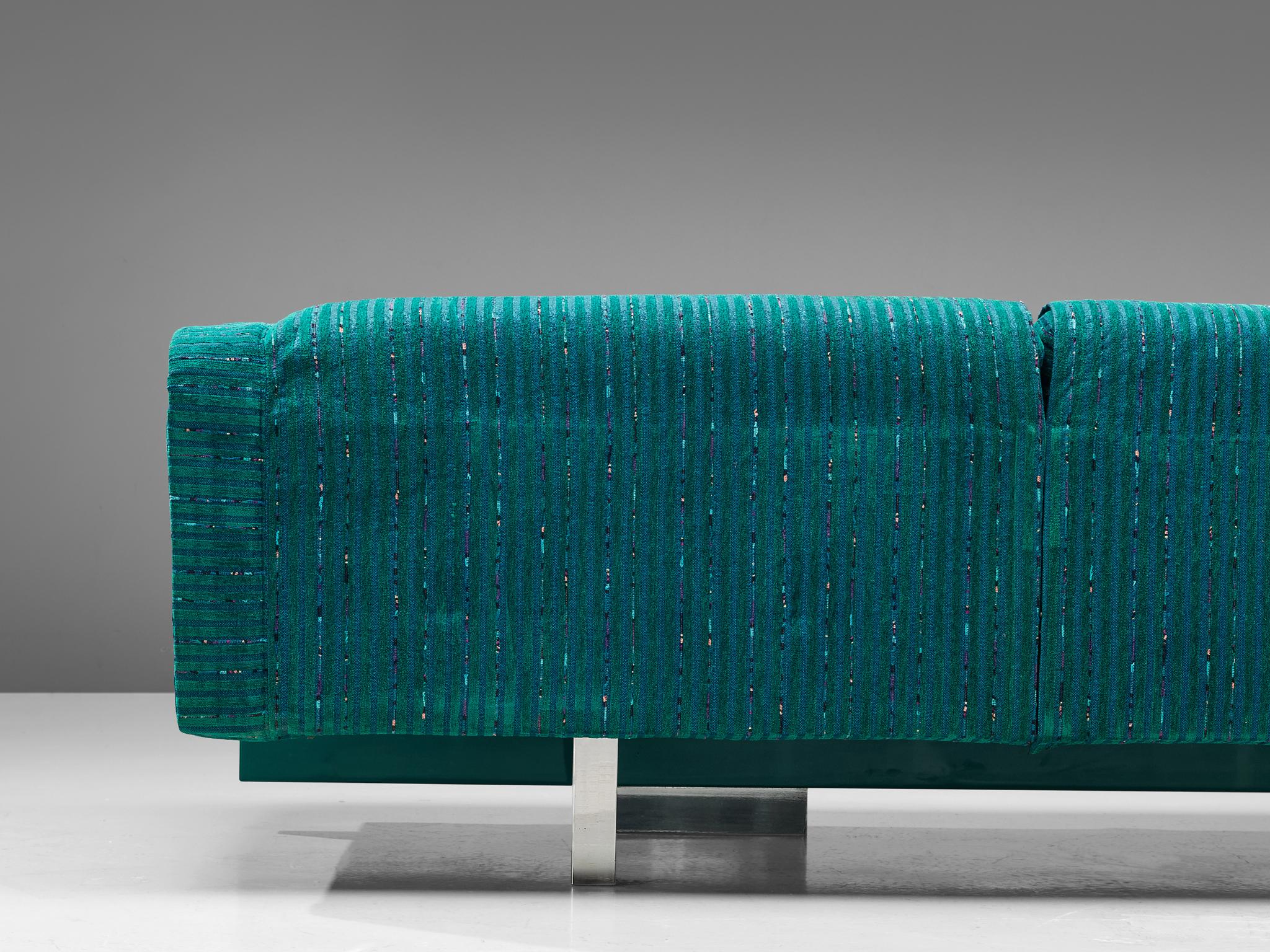 Large Sofa in Green-Blue Fabric by Saporiti 5