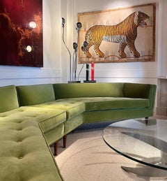 Grande divano in noce massiccio e velluto verde di Bertha Schaefer