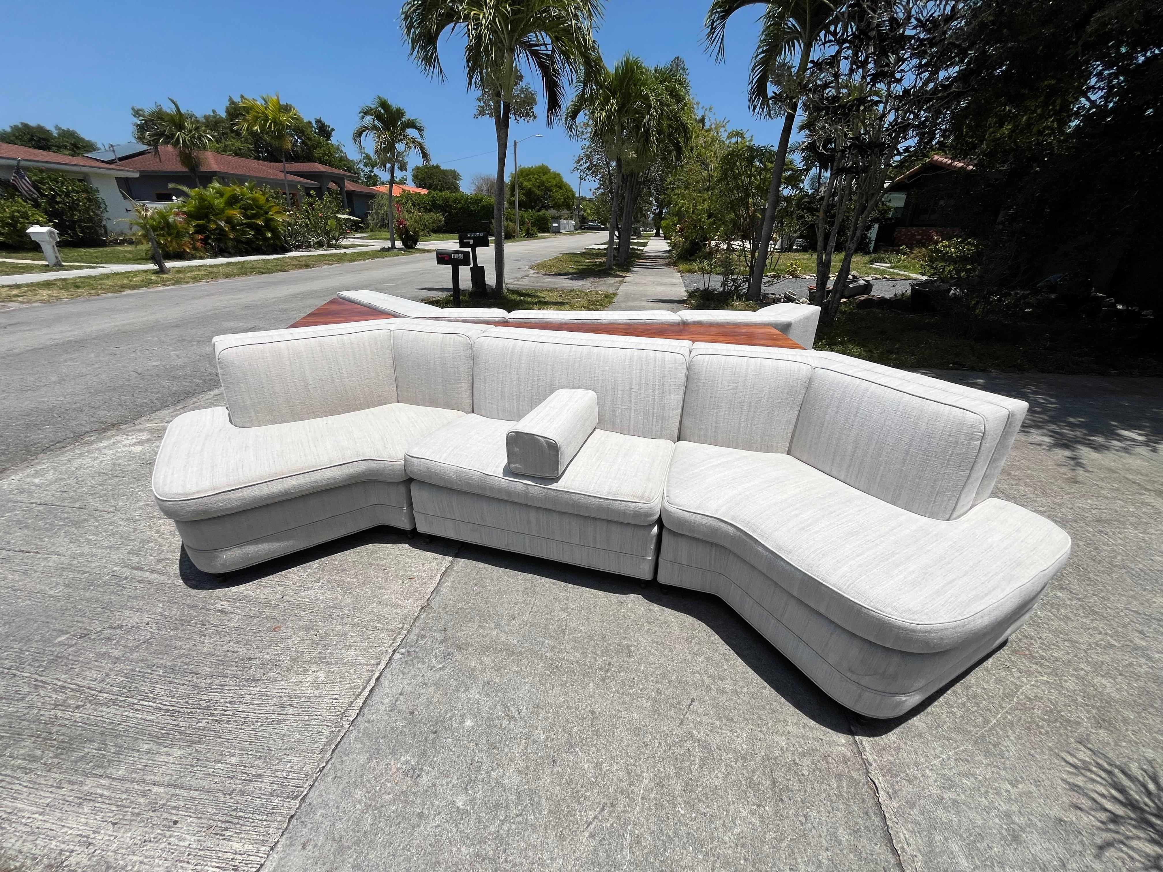 Large Sofa Sectional with Tables and Storage, Mid Century Modern Style For Sale 6