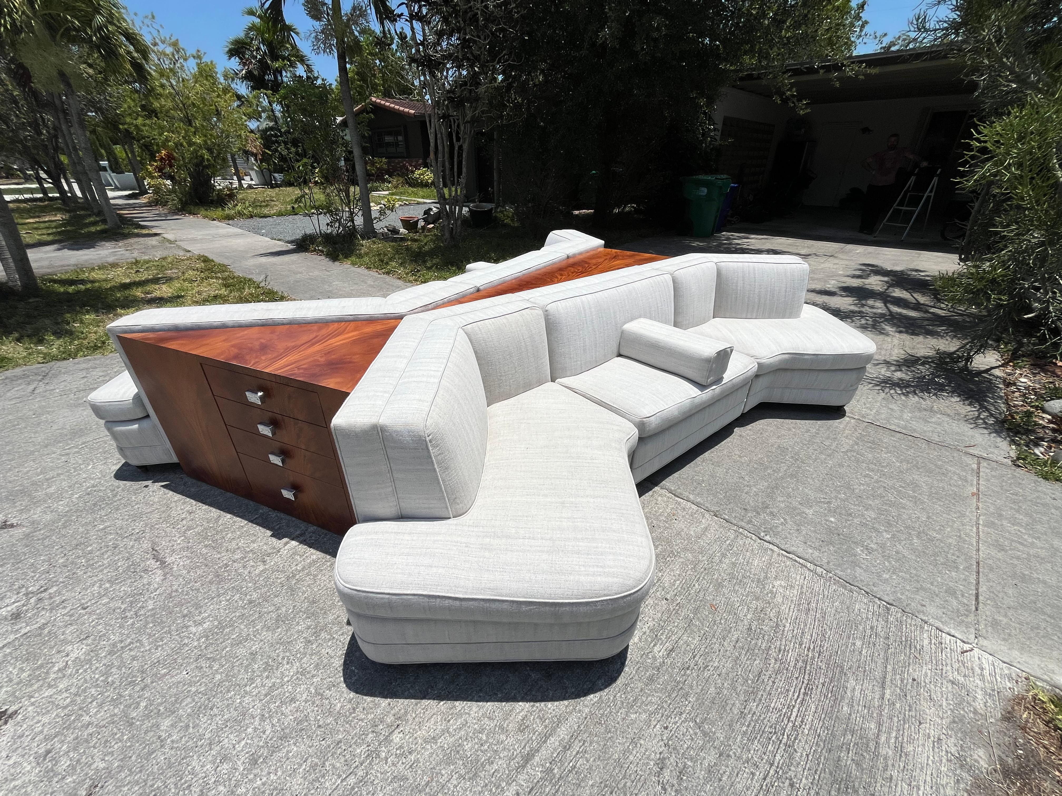Large Sofa Sectional with Tables and Storage, Mid Century Modern Style For Sale 8