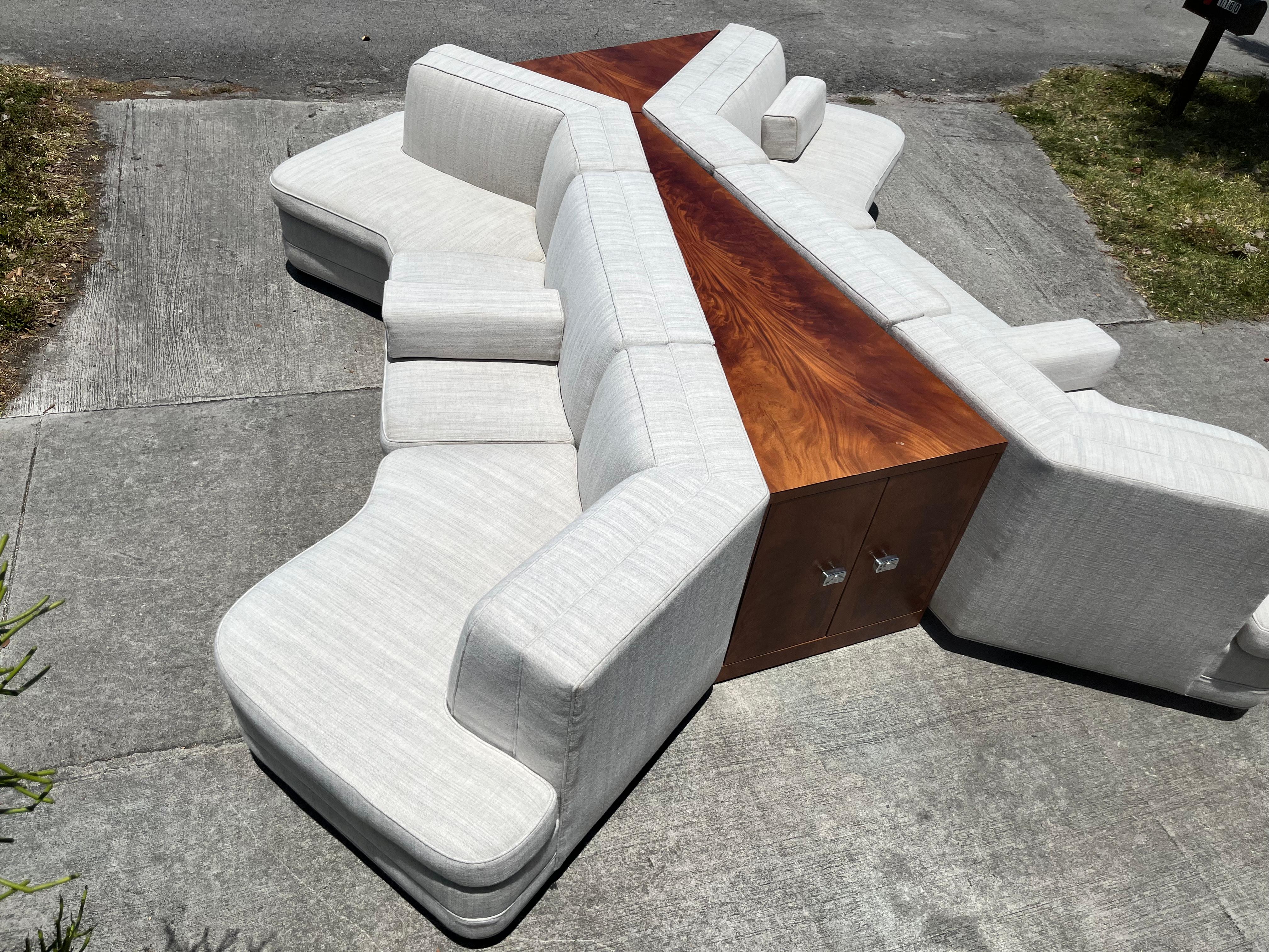 American Large Sofa Sectional with Tables and Storage, Mid Century Modern Style For Sale