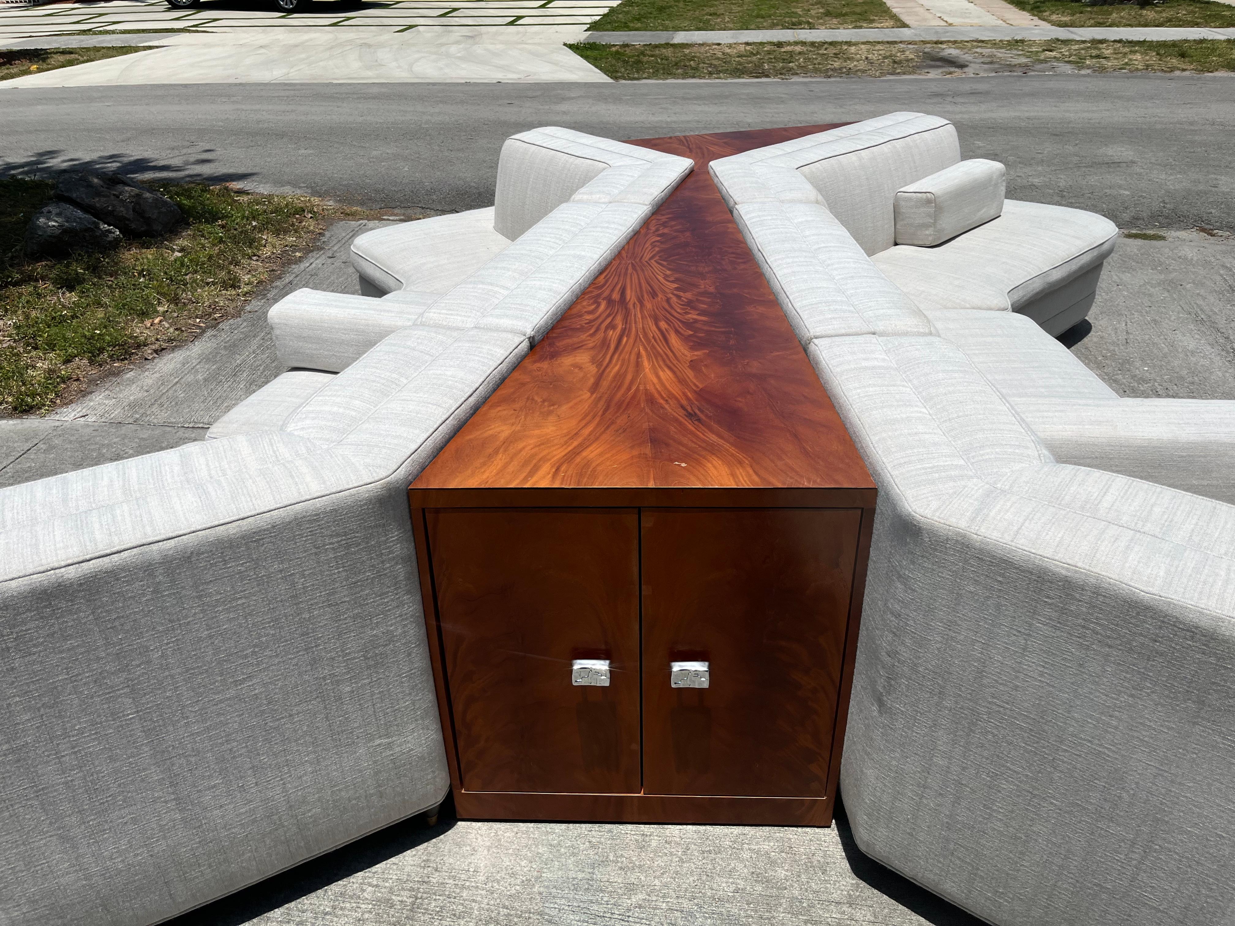Large Sofa Sectional with Tables and Storage, Mid Century Modern Style In Good Condition For Sale In Miami, FL