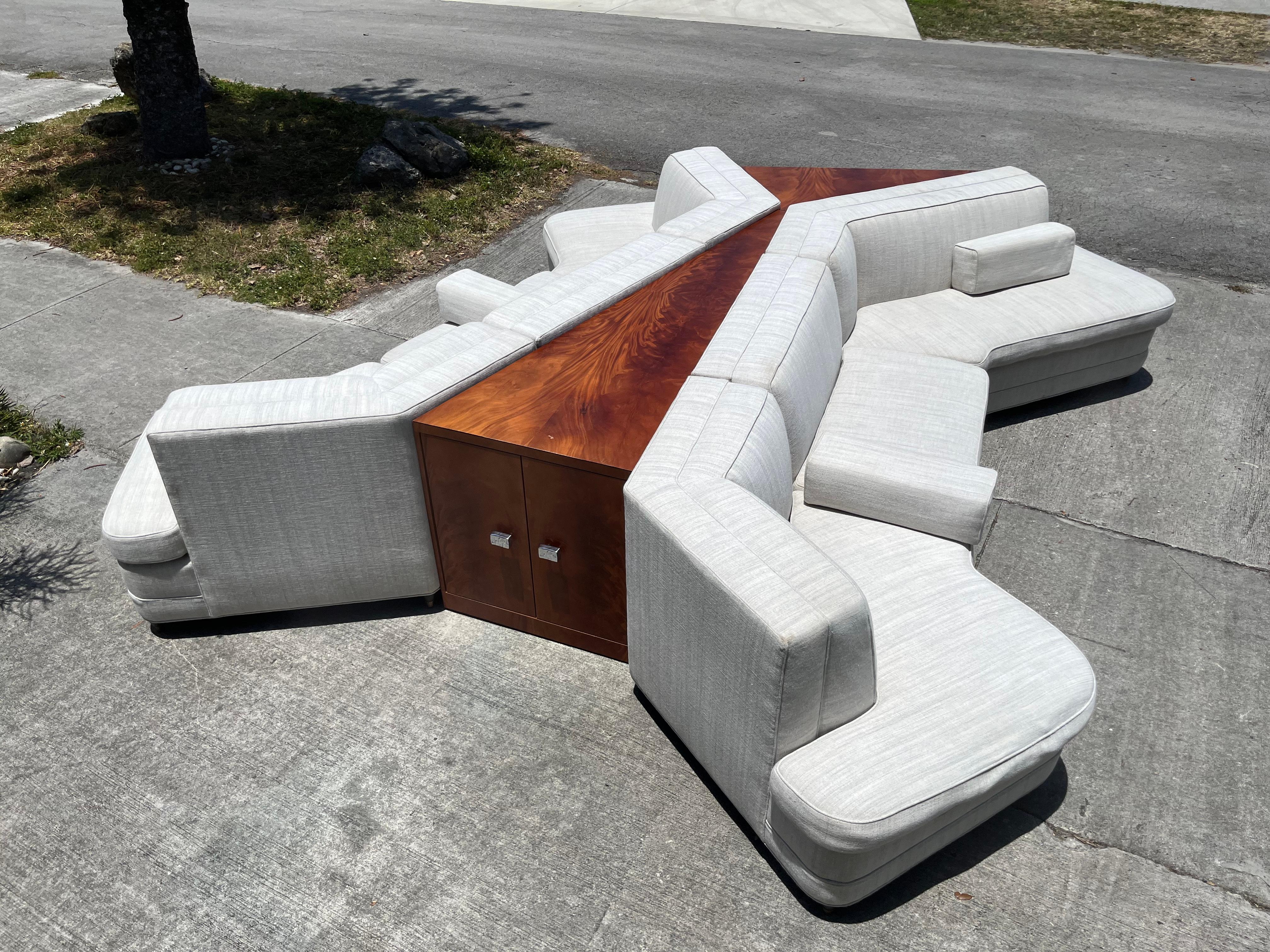 Large Sofa Sectional with Tables and Storage, Mid Century Modern Style For Sale 2