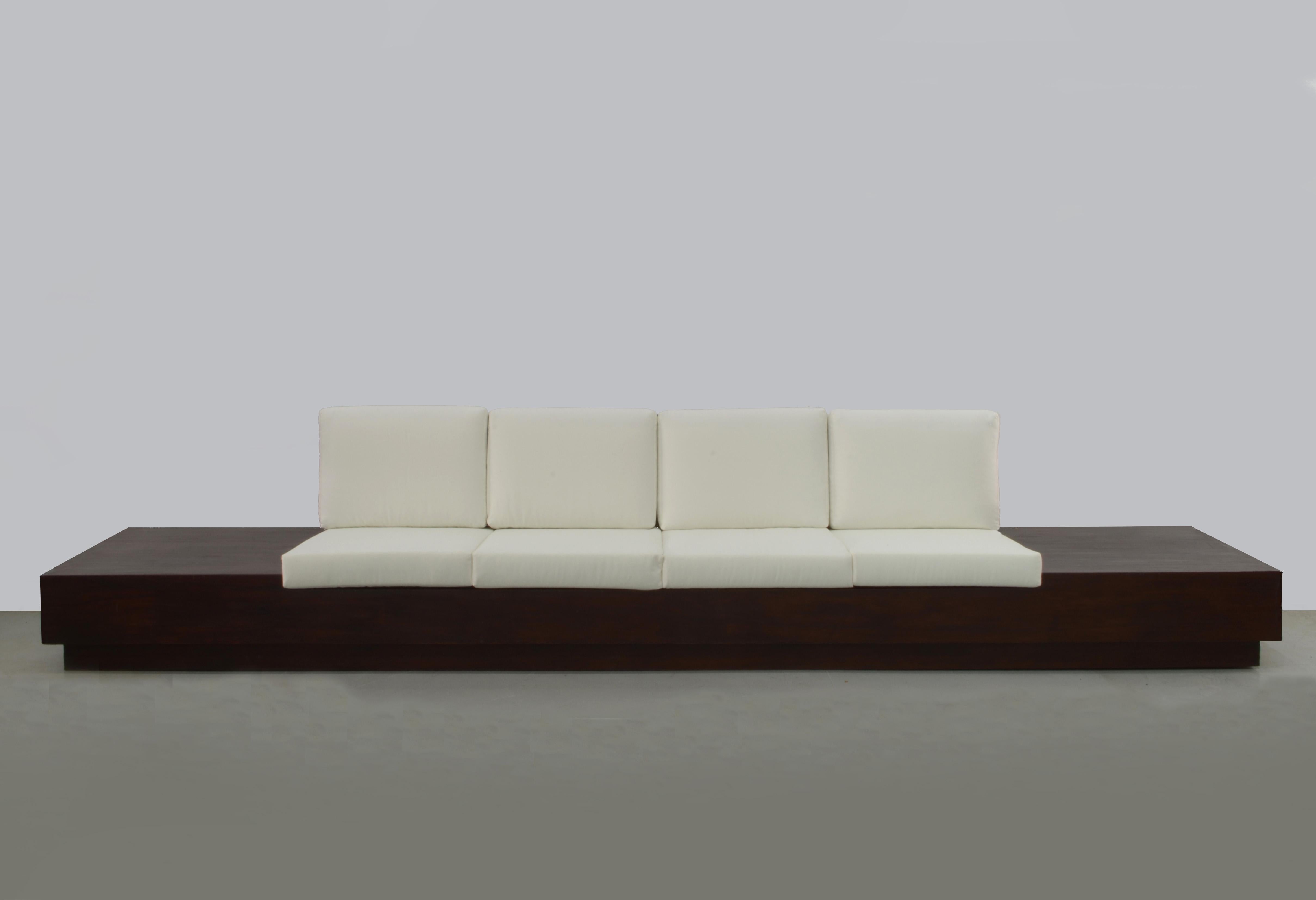Brazilian Large Sofa with Side Tables, by Joaquim Tenreiro, Mid-Century Modern