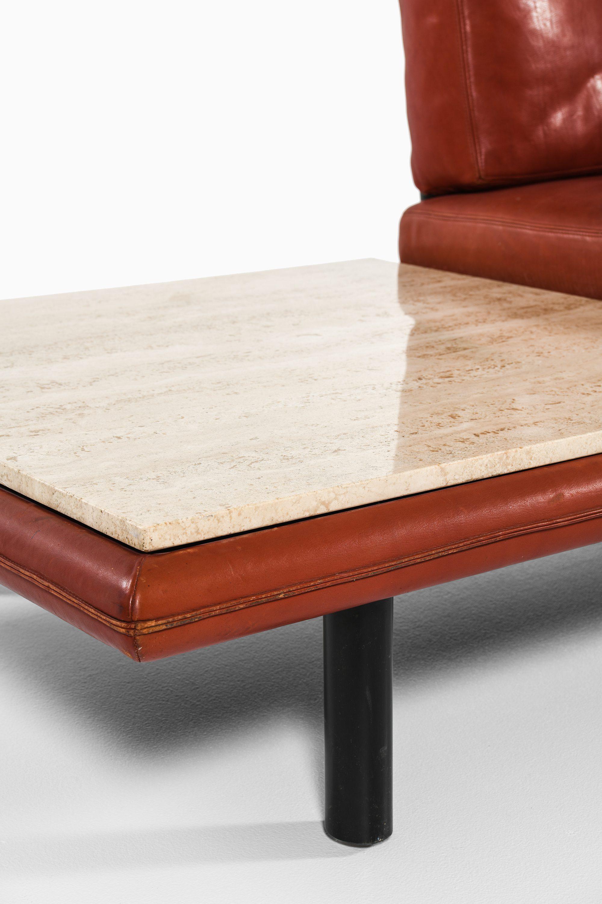 Sofá grande con mesa de cuero y madera lacada de Franz Köttgen, 1964 Lacado en venta