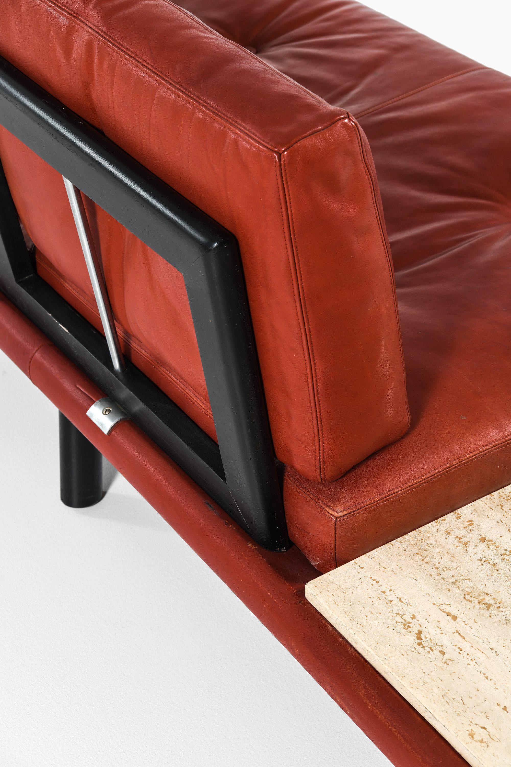 Sofá grande con mesa de cuero y madera lacada de Franz Köttgen, 1964 en Bueno estado para la venta en Limhamn, Skåne län