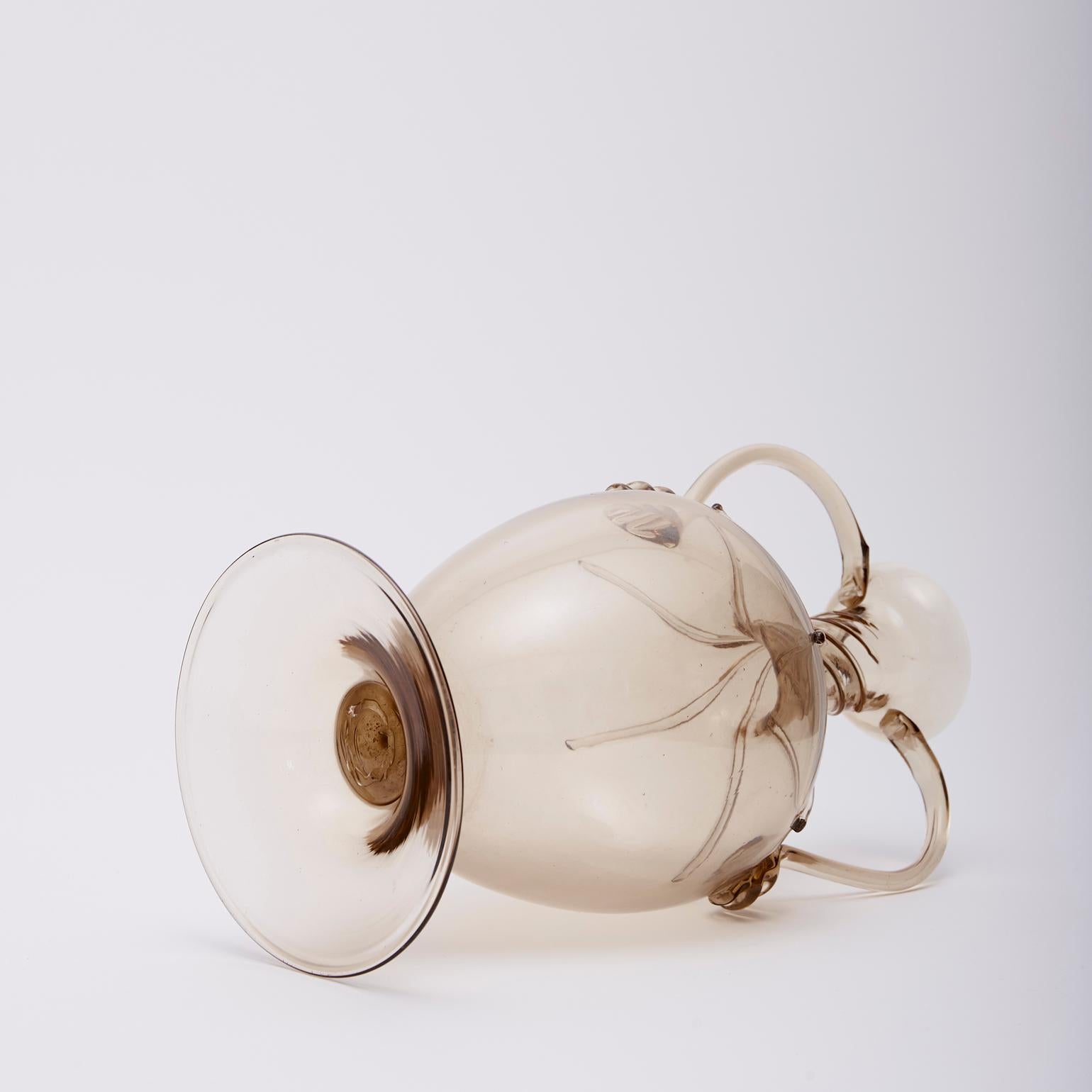 Early 20th Century Soffiato Amphora Vase by Vittorio Zeccin for MVM Cappellin circa 1925 For Sale