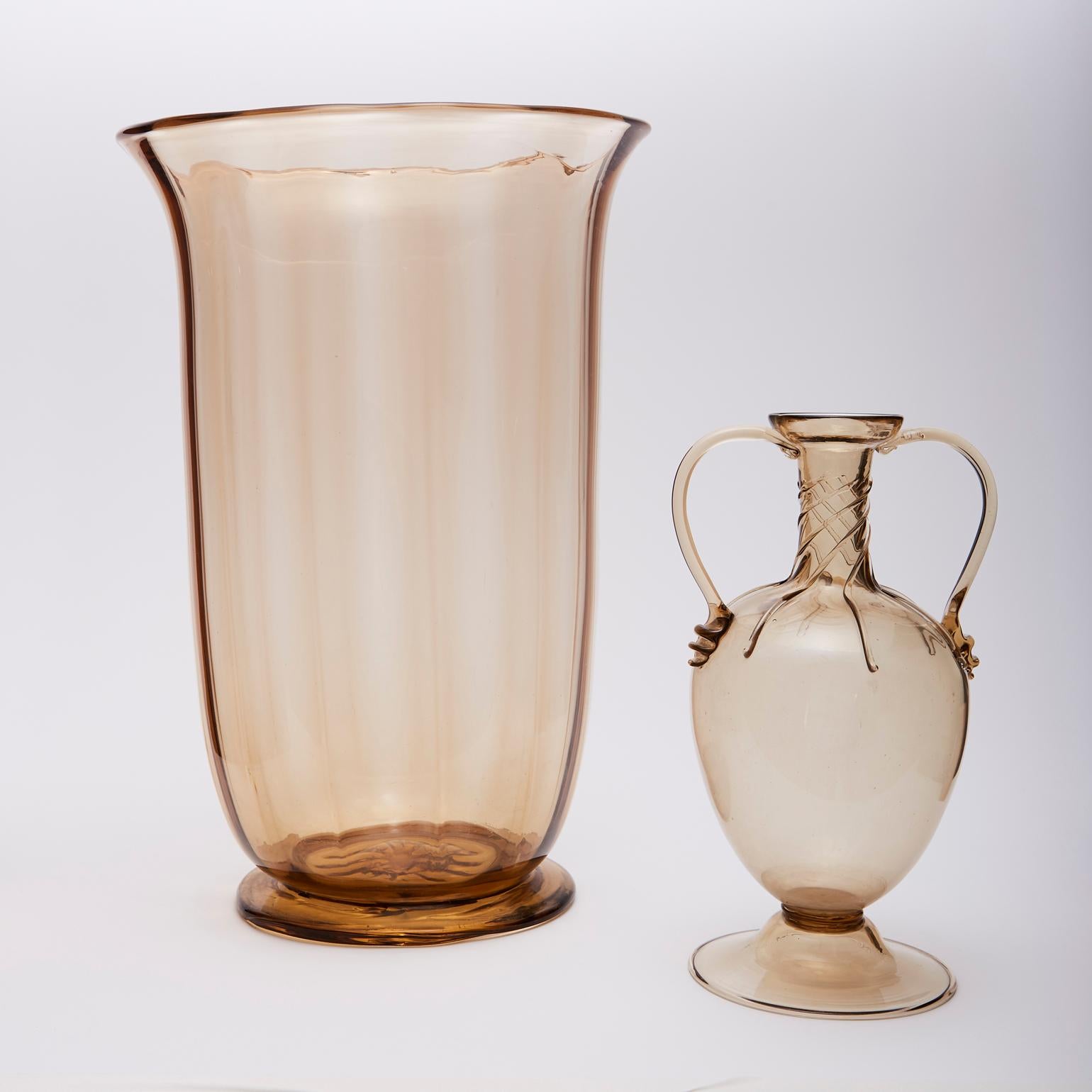 Art Glass Soffiato Amphora Vase by Vittorio Zeccin for MVM Cappellin circa 1925 For Sale