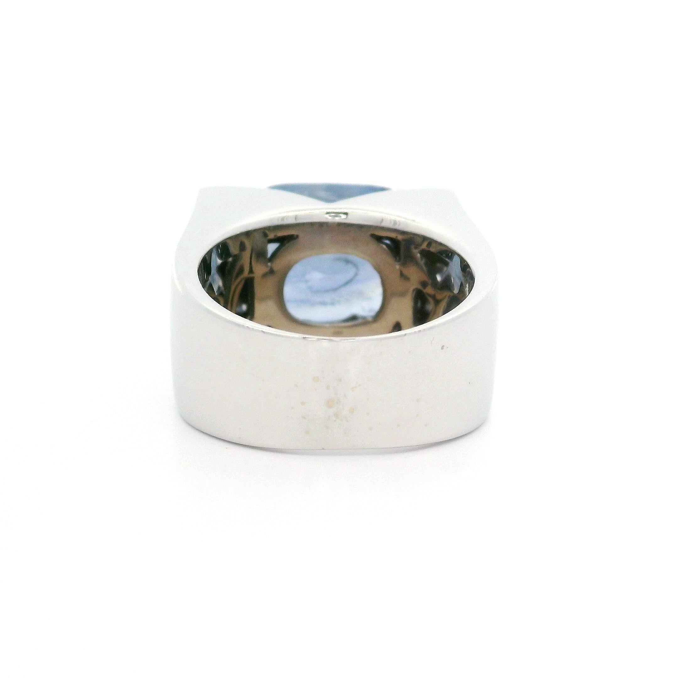 Große solide 18k Weißgold GIA 8,63ctw keine Hitze Saphir & Diamant Wide Band Ring (Kissenschliff) im Angebot