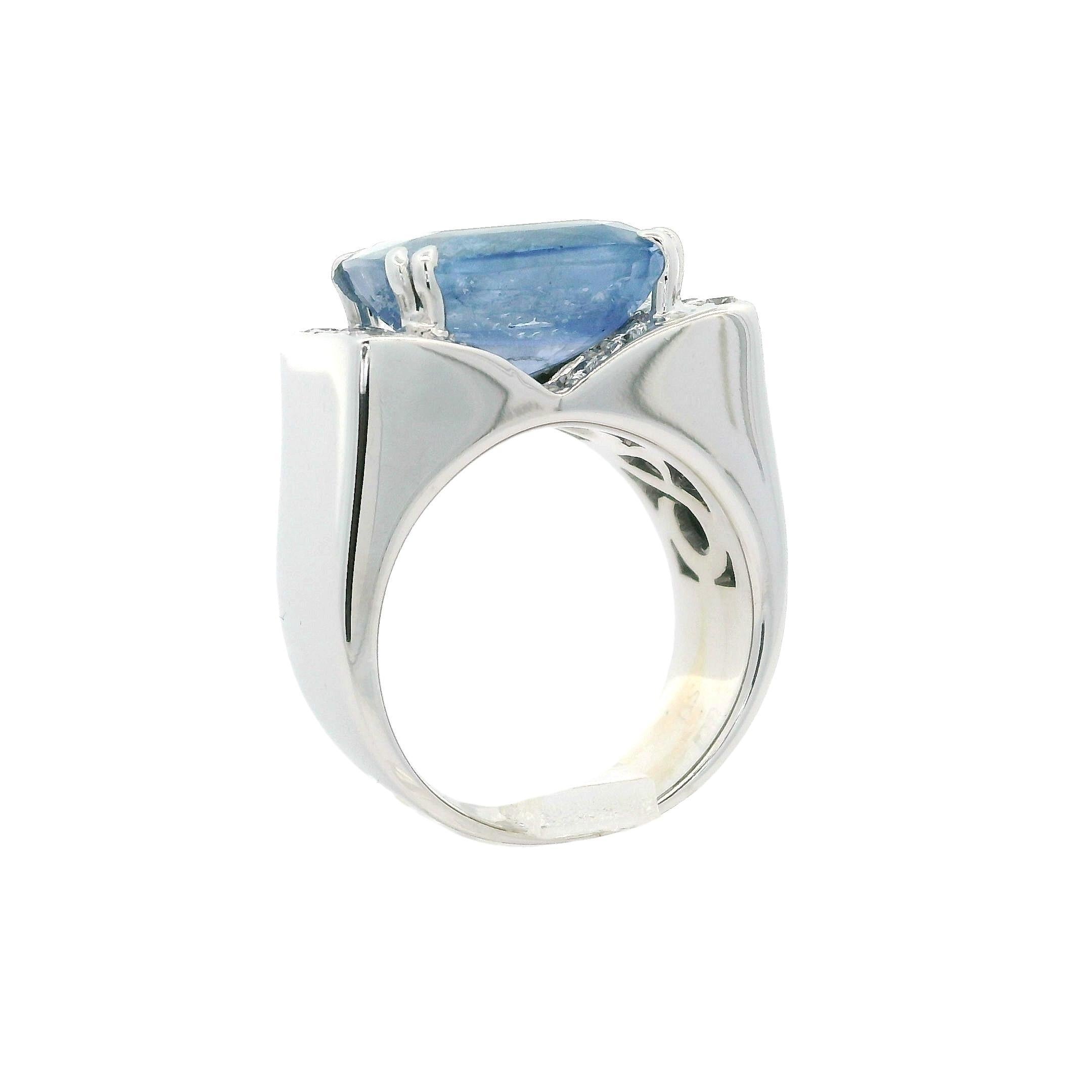 Große solide 18k Weißgold GIA 8,63ctw keine Hitze Saphir & Diamant Wide Band Ring im Angebot 1