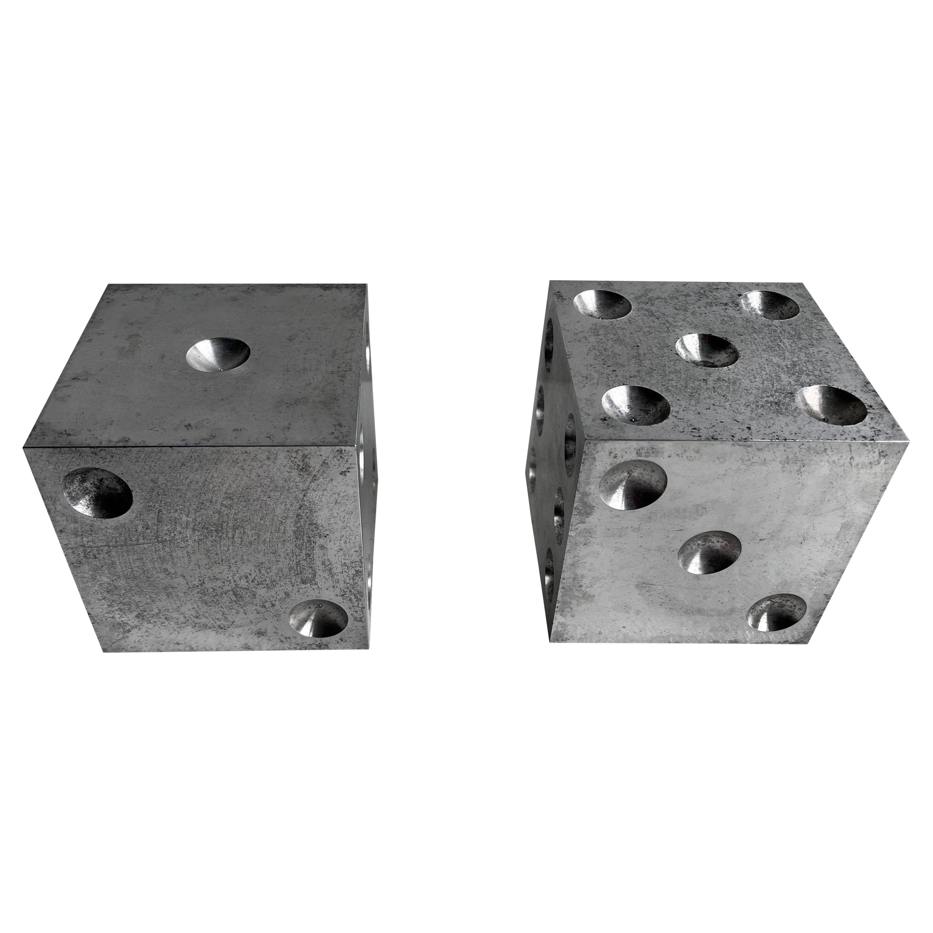 Large Solid Aluminum Dice, Bookends, Sculpture