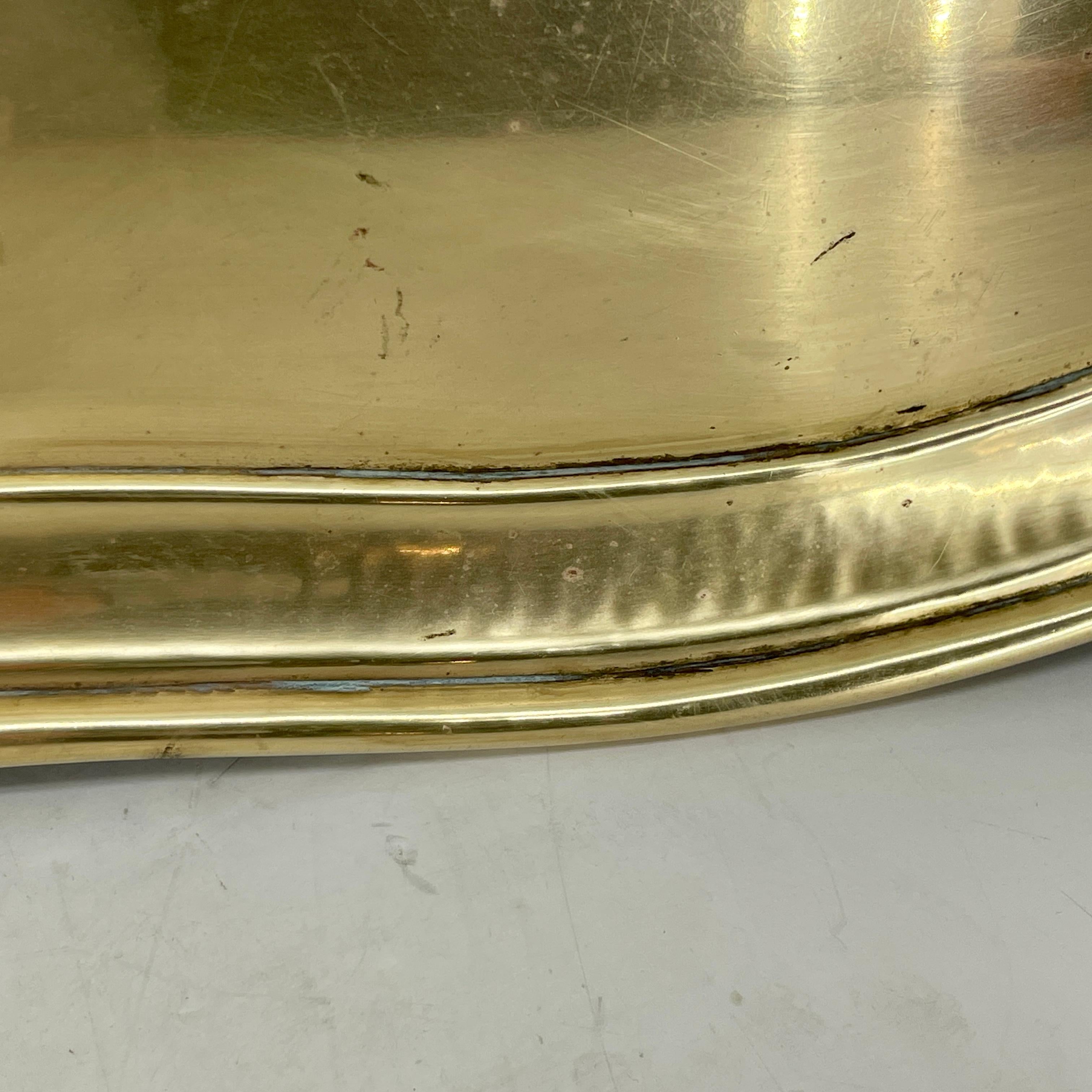 Large Solid Brass Art Nouveau Centerpiece Barware Tray 9