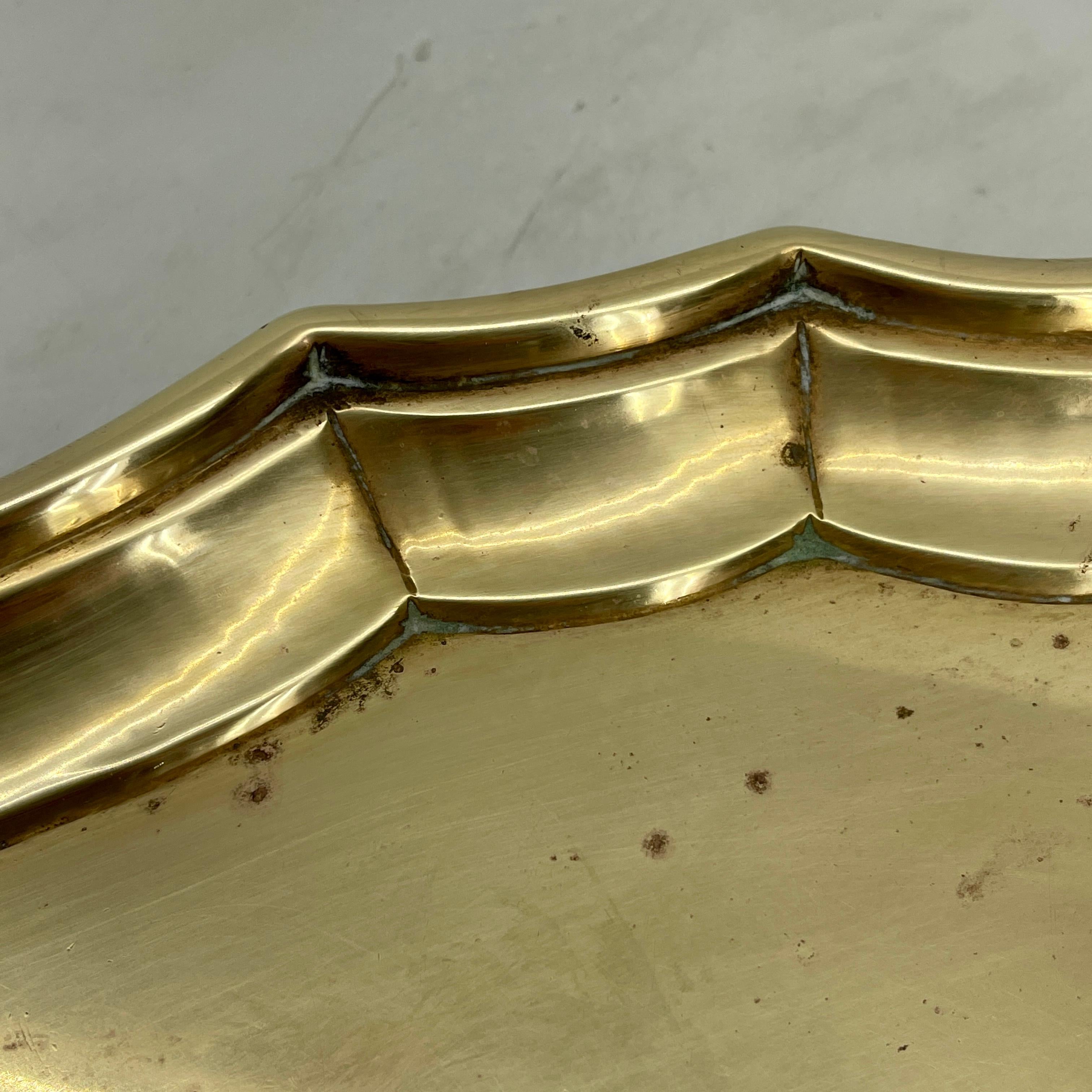 Large Solid Brass Art Nouveau Centerpiece Barware Tray 10