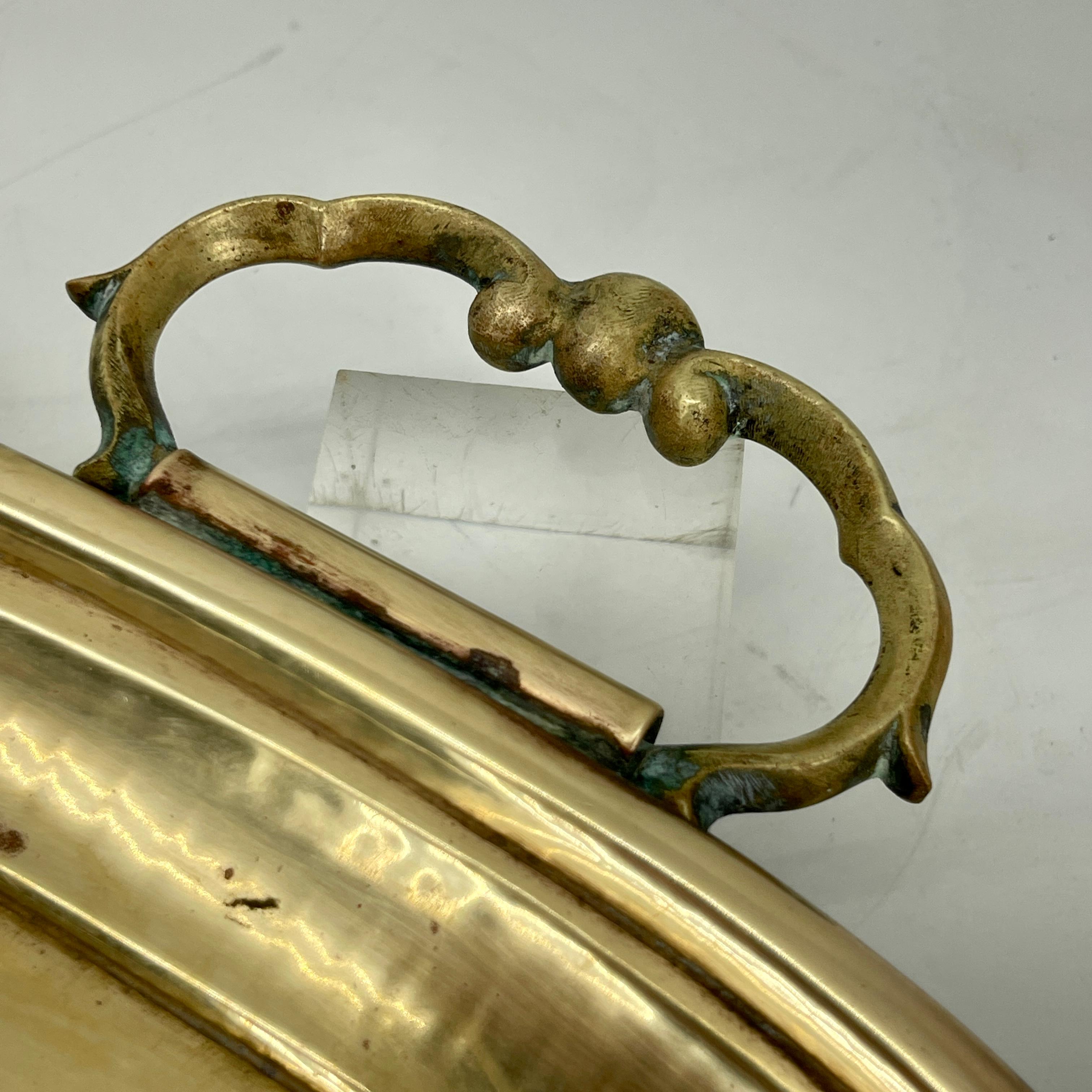 Large Solid Brass Art Nouveau Centerpiece Barware Tray 11