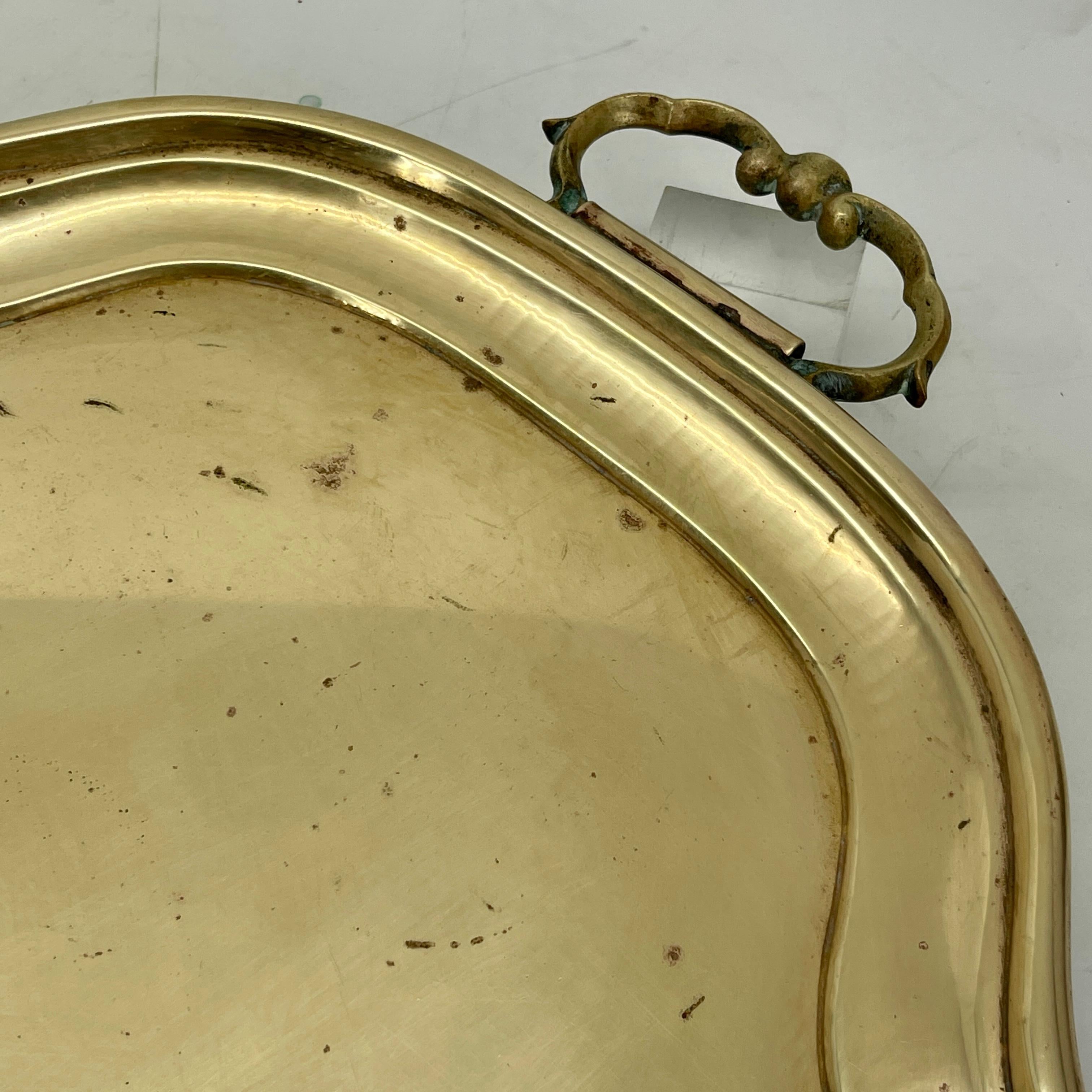 Large Solid Brass Art Nouveau Centerpiece Barware Tray 12