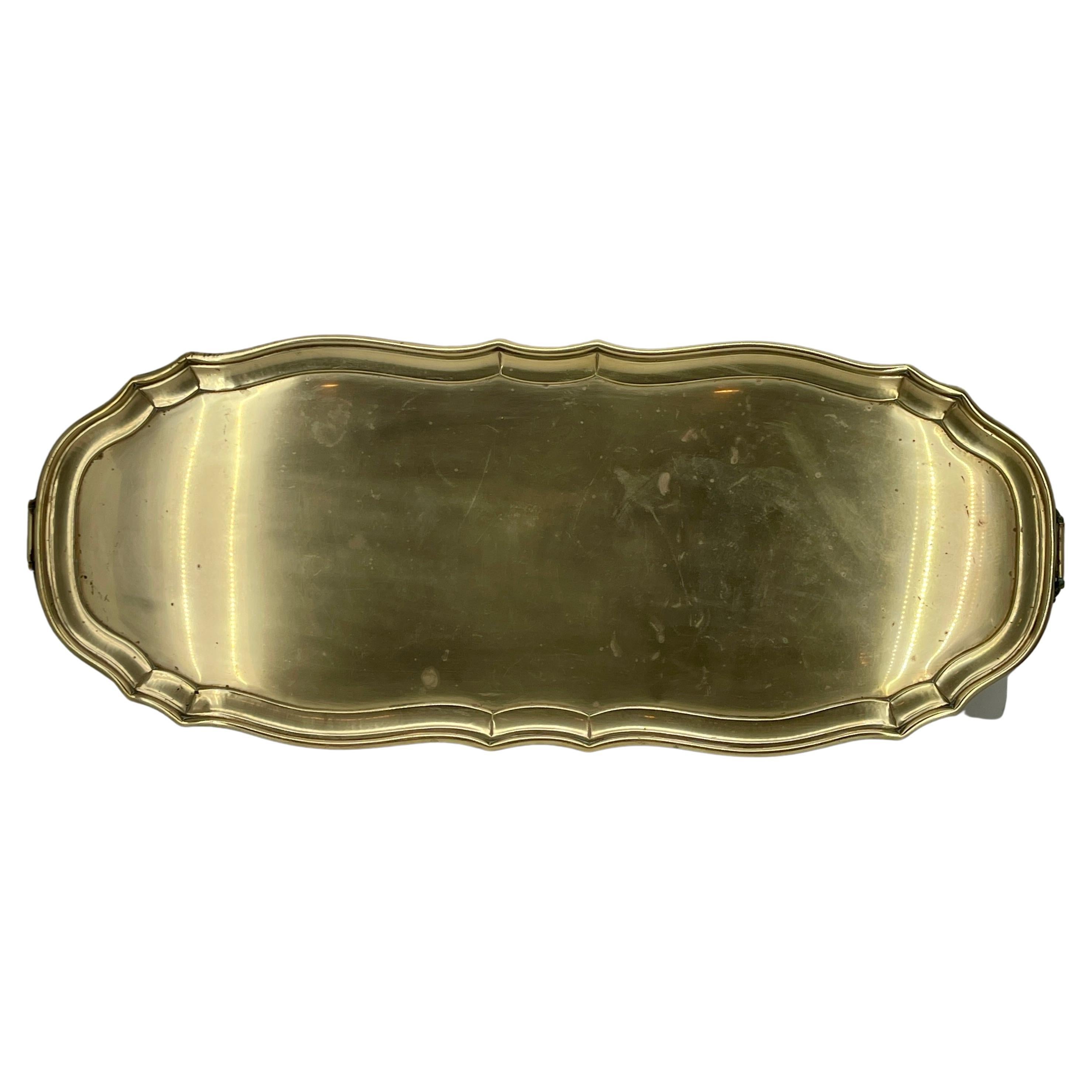 Large Solid Brass Art Nouveau Centerpiece Barware Tray In Good Condition In Haddonfield, NJ