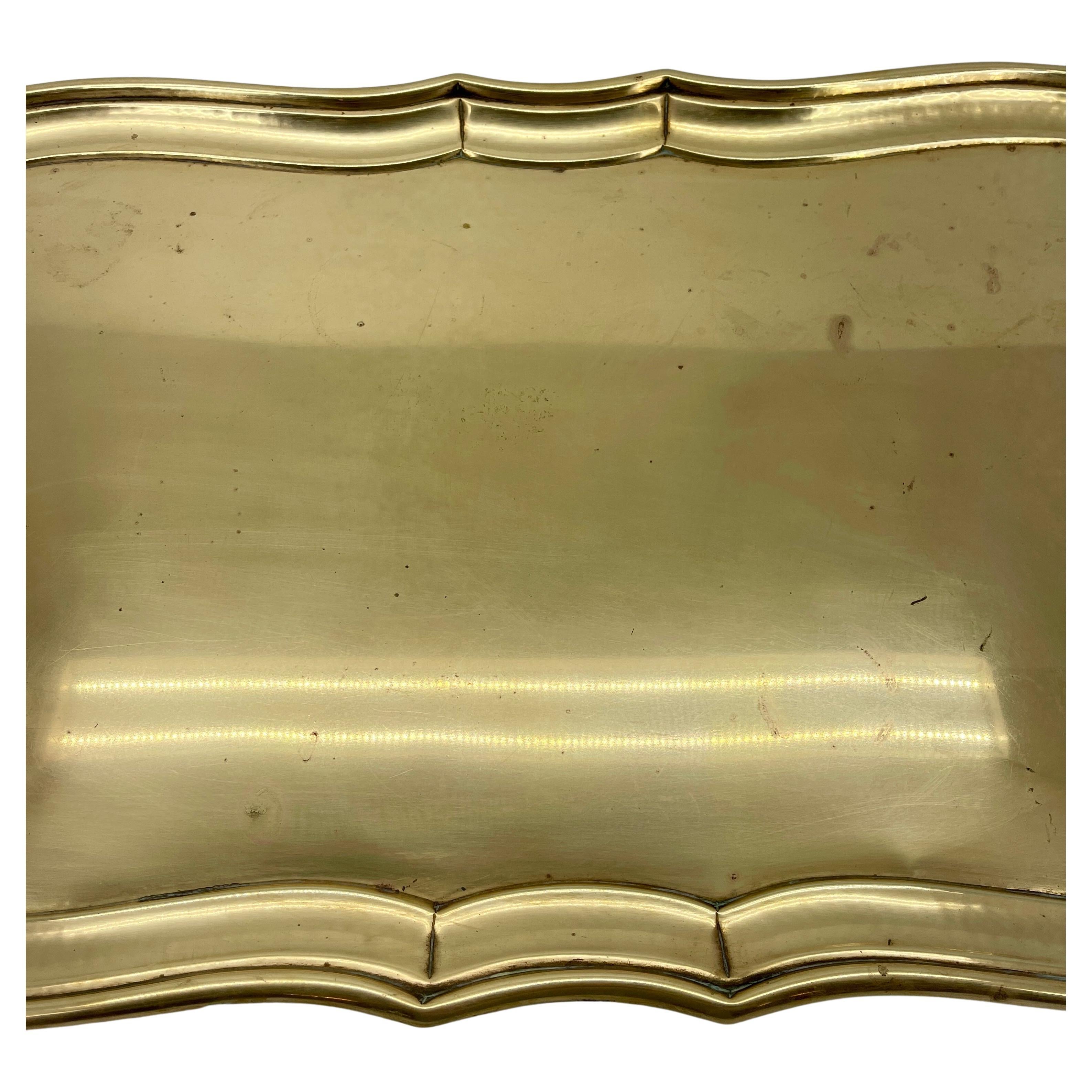 Large Solid Brass Art Nouveau Centerpiece Barware Tray 1