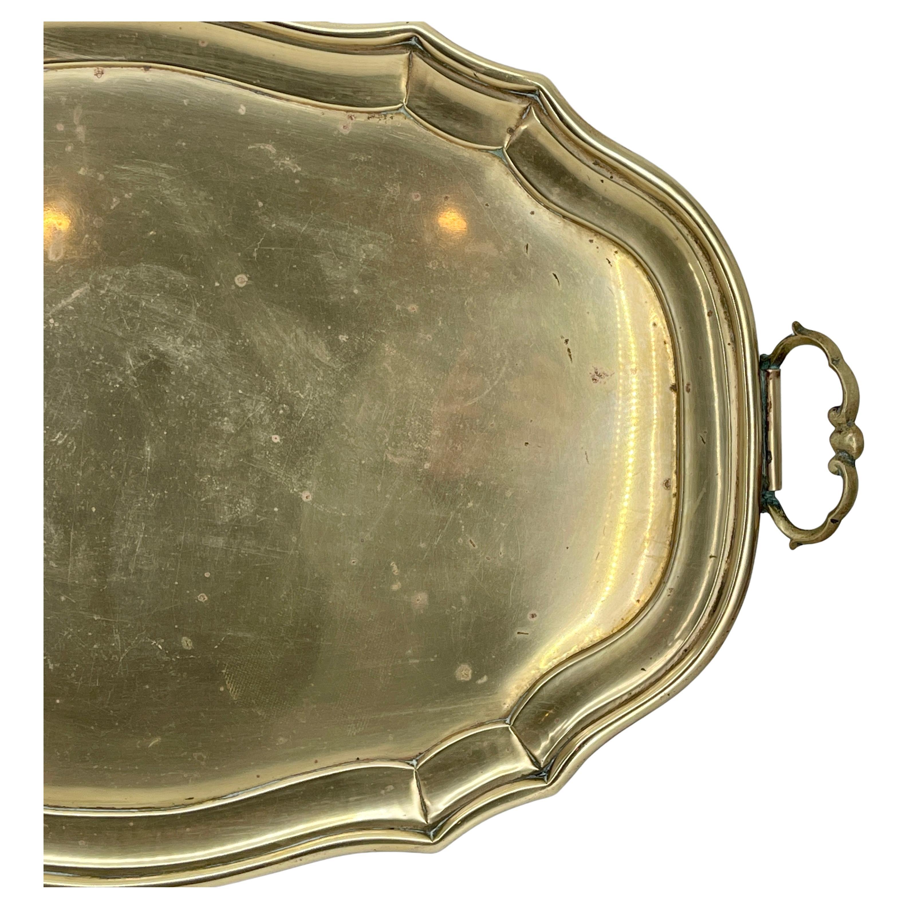 Large Solid Brass Art Nouveau Centerpiece Barware Tray 2