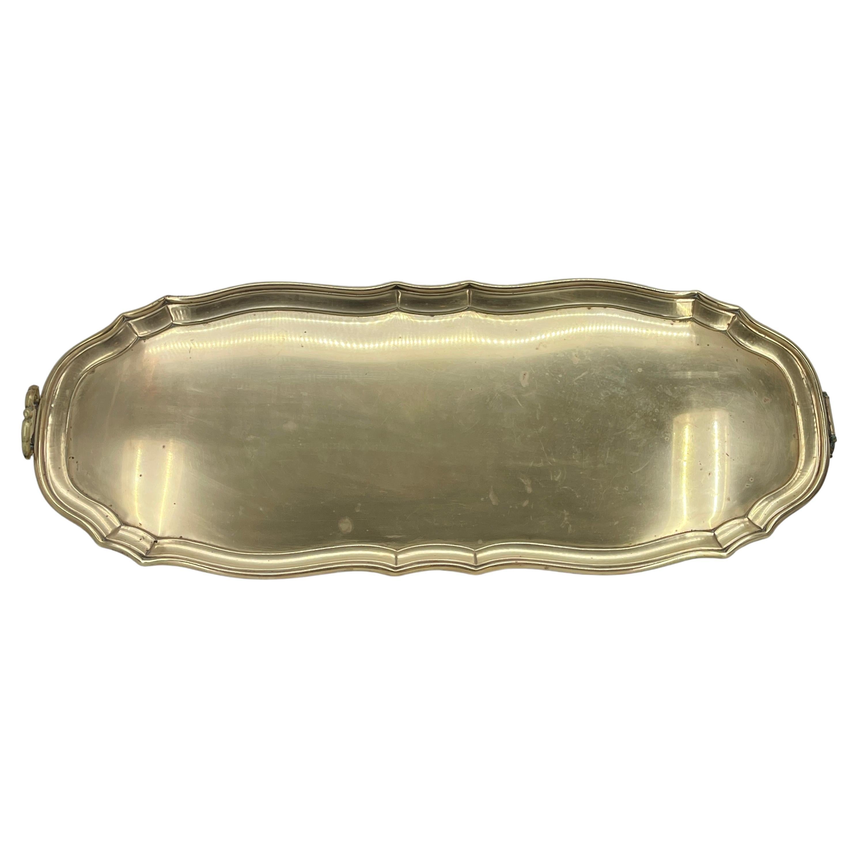 Large Solid Brass Art Nouveau Centerpiece Barware Tray