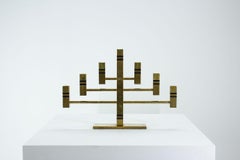 Large Solid Brass Candelabra by Vällonmässing, Sweden