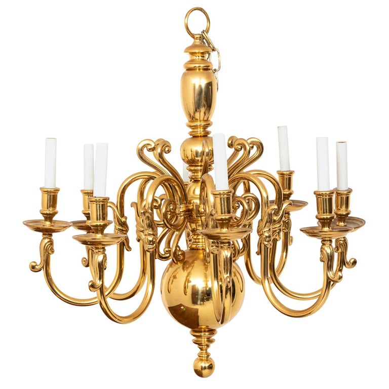Large Solid Brass Chandelier For Sale at 1stDibs