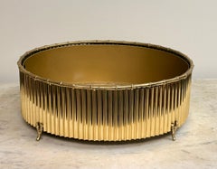 Large Solid Brass Faux Bamboo Planter with Removable Liner, 2000