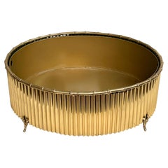 Large Solid Brass Faux Bamboo Planter with Removable Liner, 2000