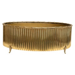 Large Solid Brass Faux Bamboo Planter with Removable Liner, 2000