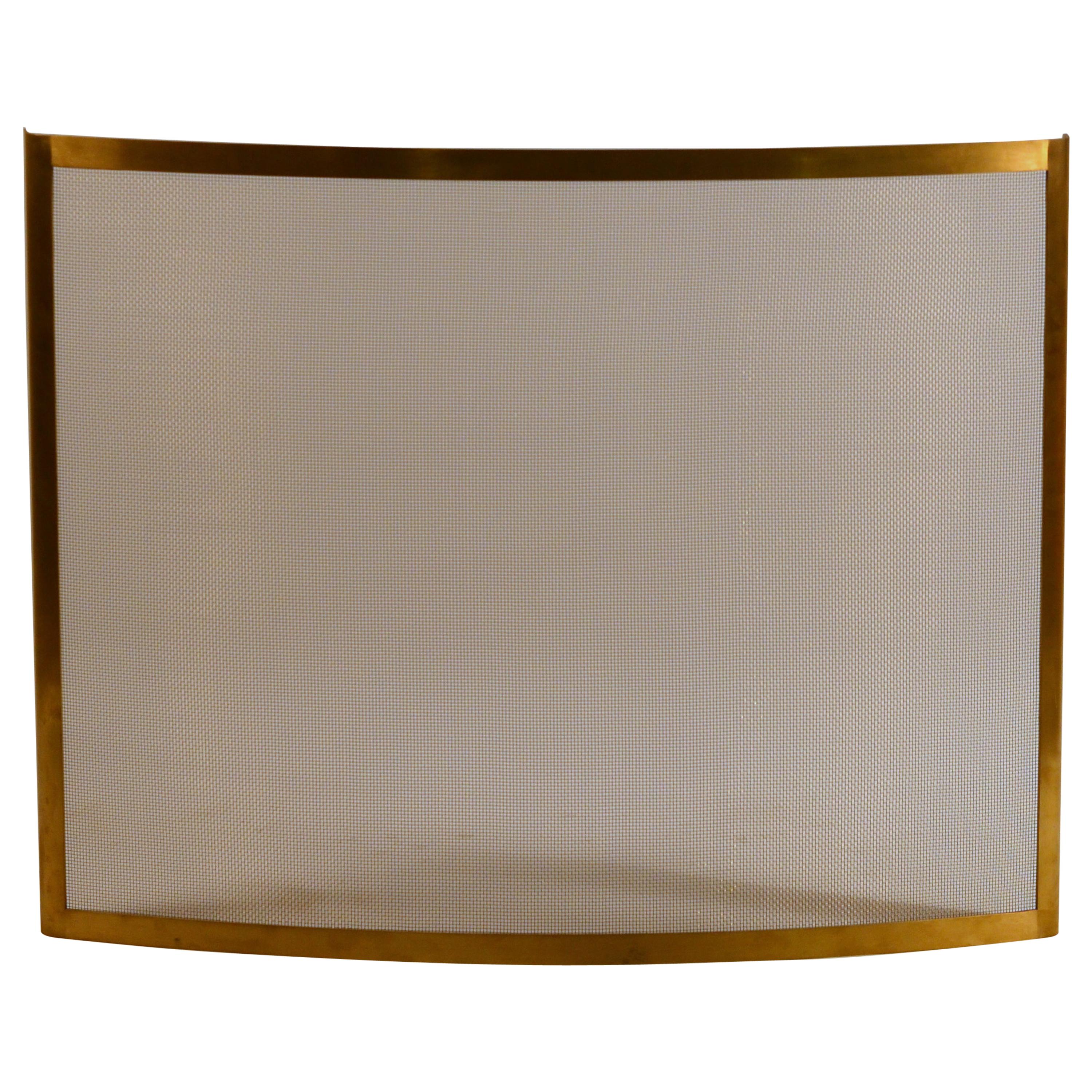 Large Solid Polished Brass Fireplace Screen