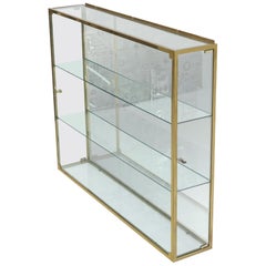 Large Solid Brass Frame Square Hanging Wall Unit Display Case Shelves Unit