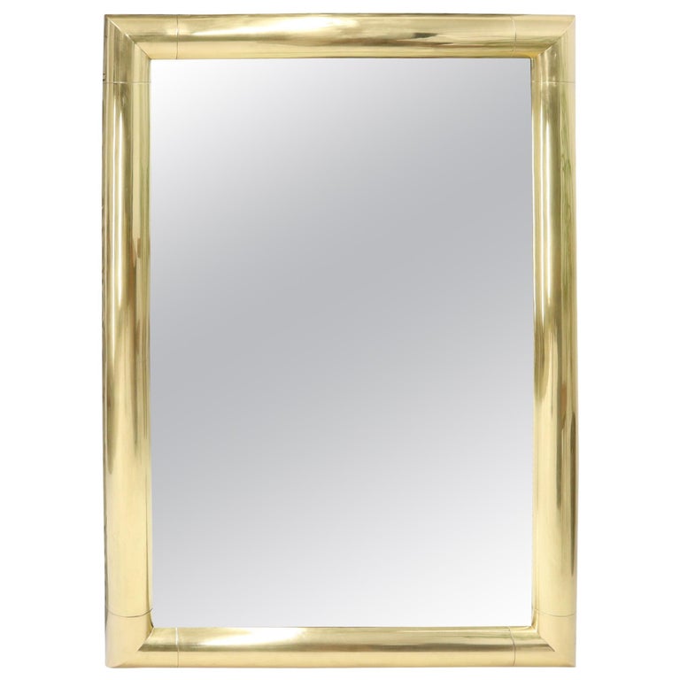 Large Solid Brass Half Round Profile Frame Rectangular Wall Mirror For Sale  at 1stDibs | brass framed mirror, brass frame mirror, mirror brass frame
