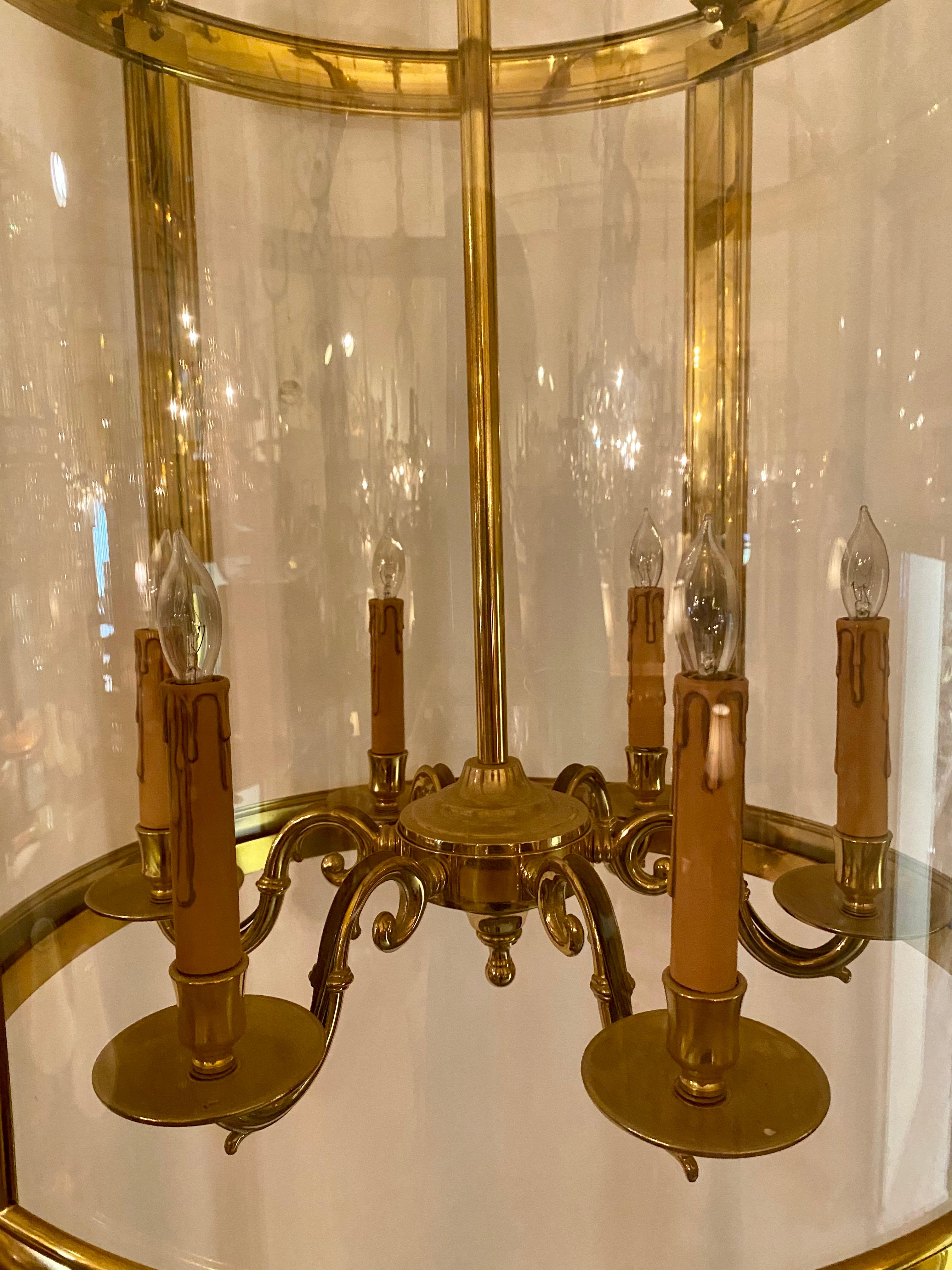 20th Century Large Solid Brass Neoclassic Hall Lantern